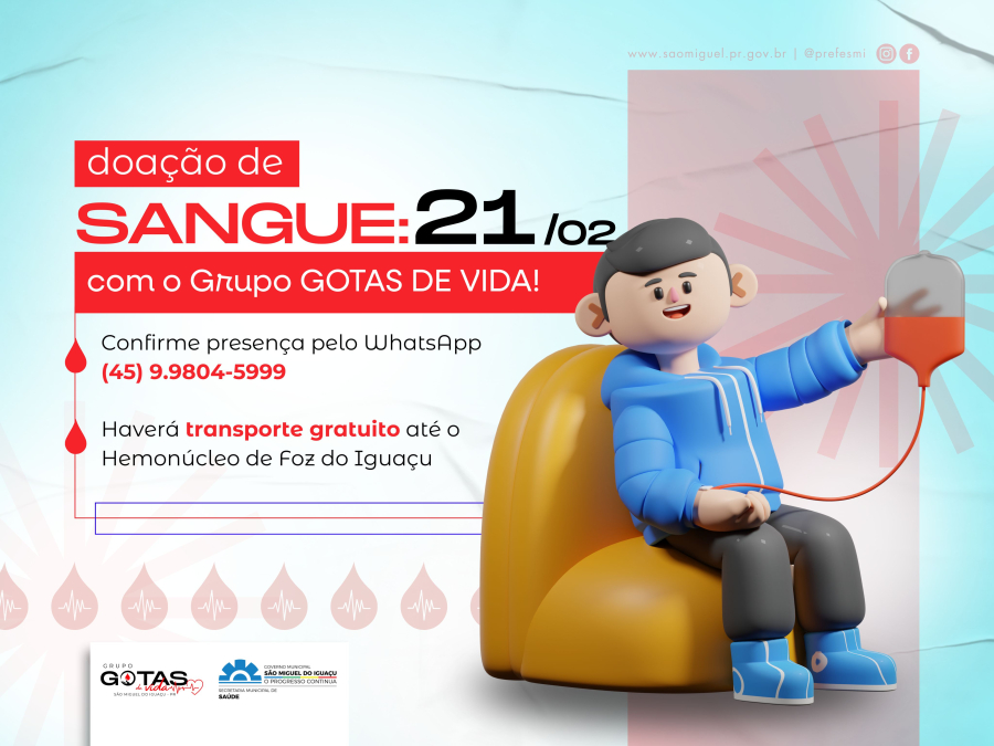 Grupo Gotas de Vida convida comunidade para doação de sangue neste sábado (21)