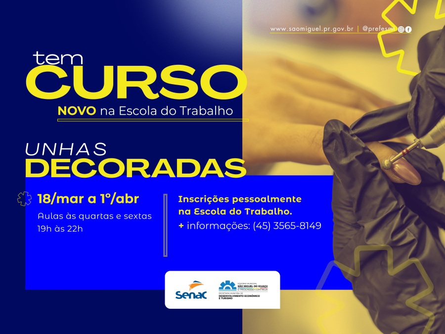 Curso de Unhas Decoradas está com inscrições abertas na Escola do Trabalho João Manoel Scheffer