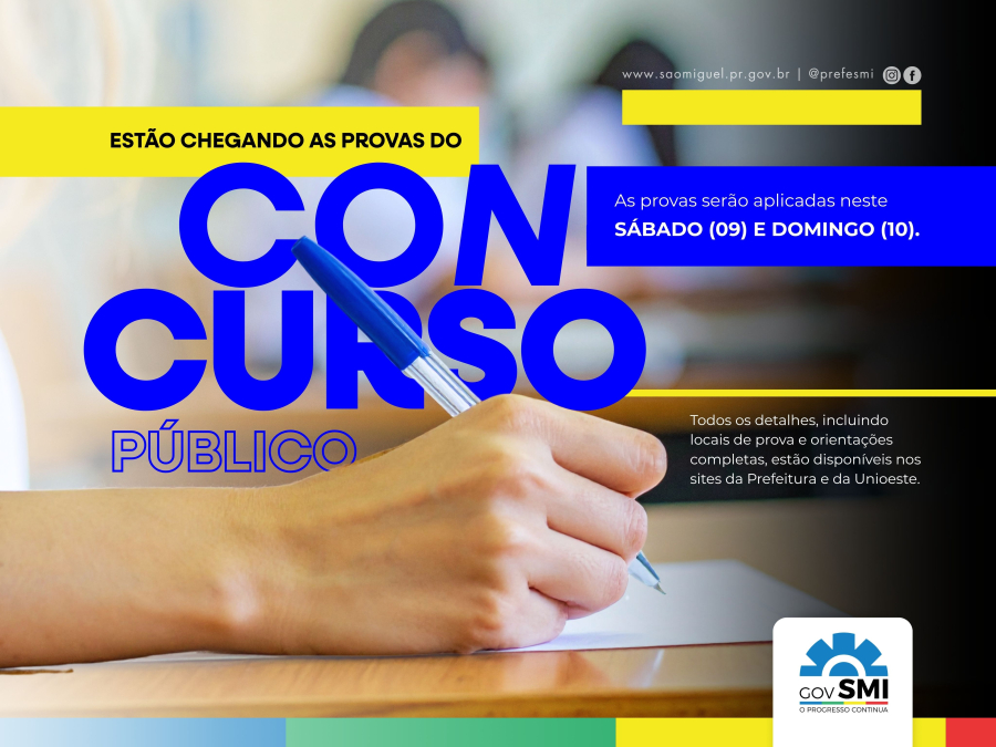 Provas do Concurso Público de São Miguel do Iguaçu serão realizadas neste sábado (09) e domingo (10)