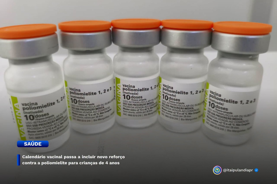 Calendário vacinal passa a incluir novo reforço contra a poliomielite para crianças de 4 anos